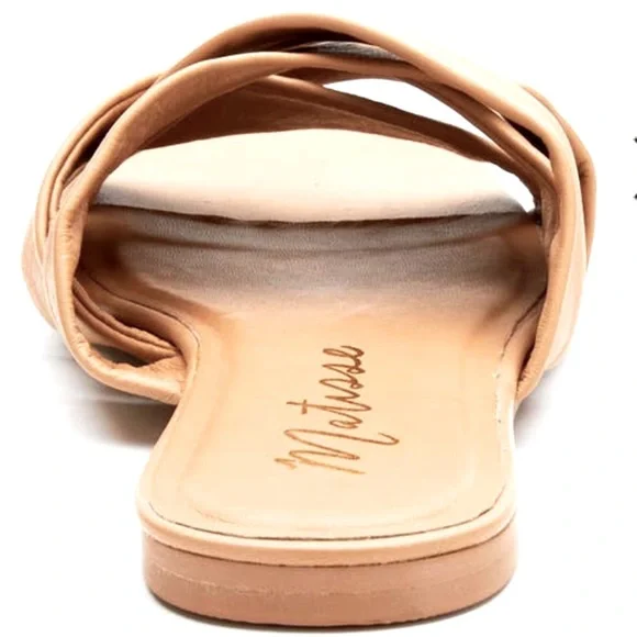 Natural Woven Slide Sandals Matisse Leather Pressure Size 7M Neutral Comfort - Picture 3 of 14